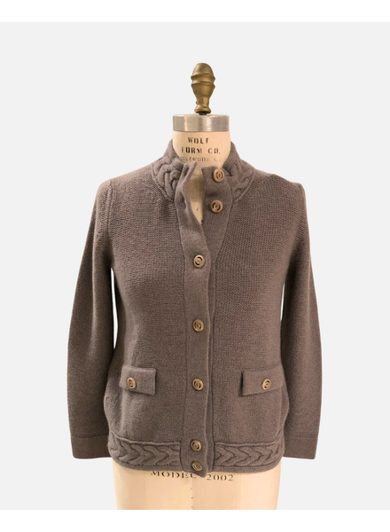 CASHMERE CARDIGAN SWEATER: CLAY