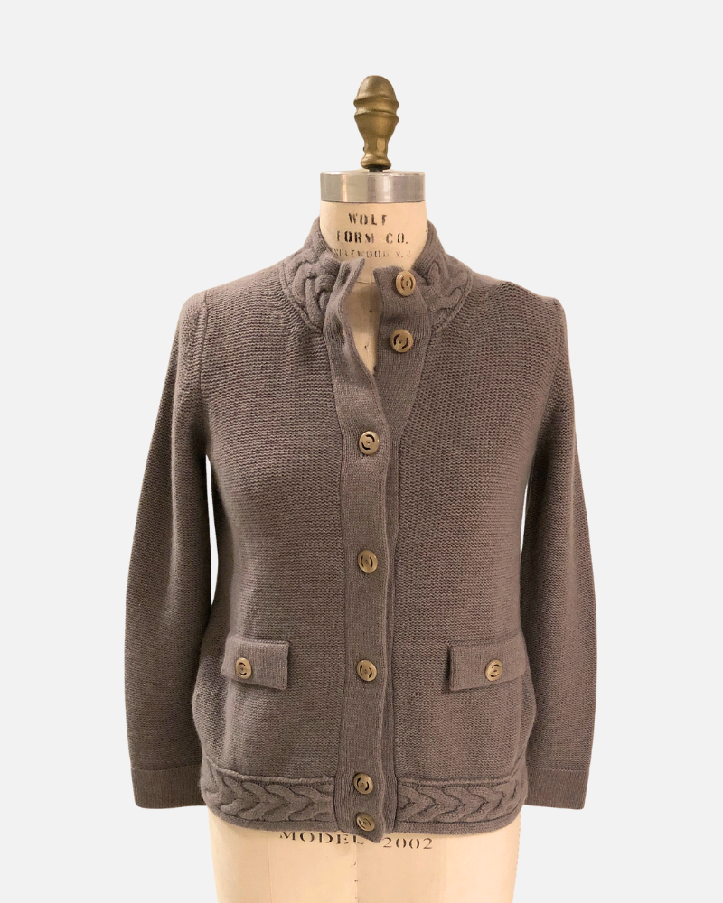 CASHMERE CARDIGAN SWEATER: CLAY
