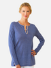 SPLIT NECK SUPERFINE CASHMERE: DENIM JEAN
