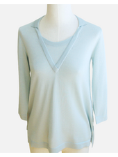 POLO WITH INSET: OPAL: MEDIUM SUPERFINE CASHMERE