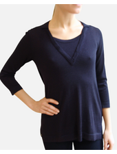POLO WITH INSET: NAVY: MEDIUM SUPERFINE CASHMERE