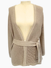 COTTON-LUREX V-NECK OPEN CARDIGAN W/ BELT  TABACCO