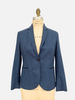 CASHMERE-SILK WITH LEATHER DETAILS 1 BUTTON BLAZER: NAVY
