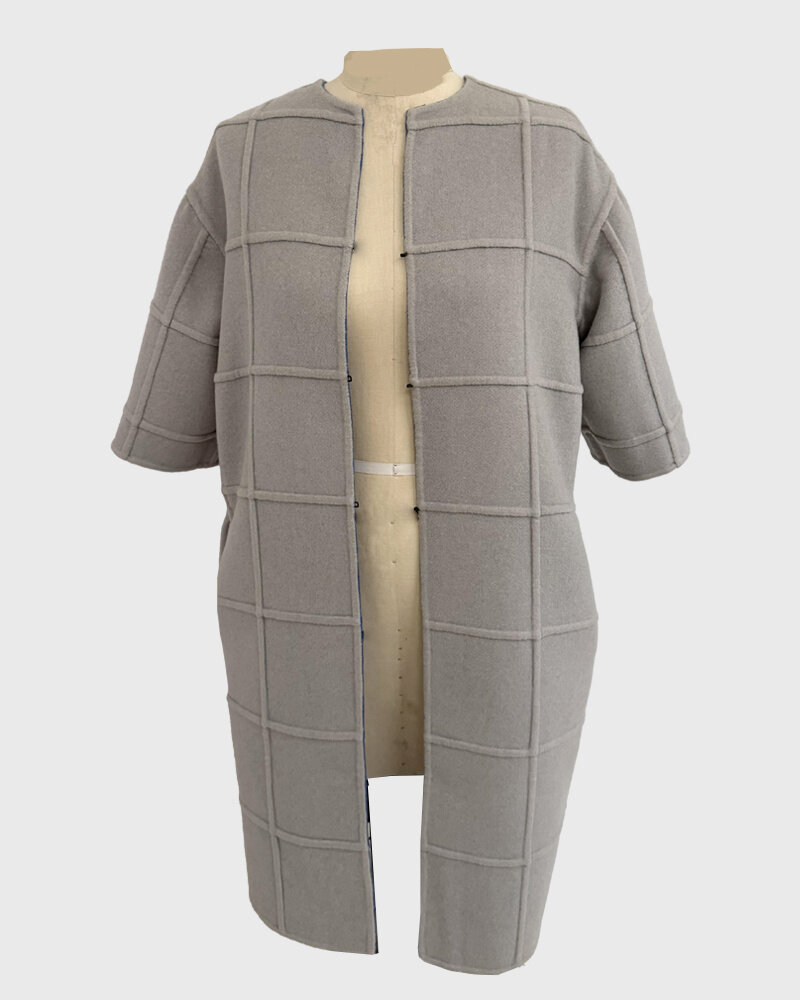 DOUBLE FACE PATCHWORK COAT: INK