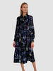 COTTON SHIRT DRESS WITH BELT PRINT: REMINI: NAVY