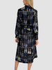 COTTON SHIRT DRESS WITH BELT PRINT: REMINI: NAVY
