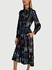 COTTON SHIRT DRESS WITH BELT PRINT: REMINI: NAVY