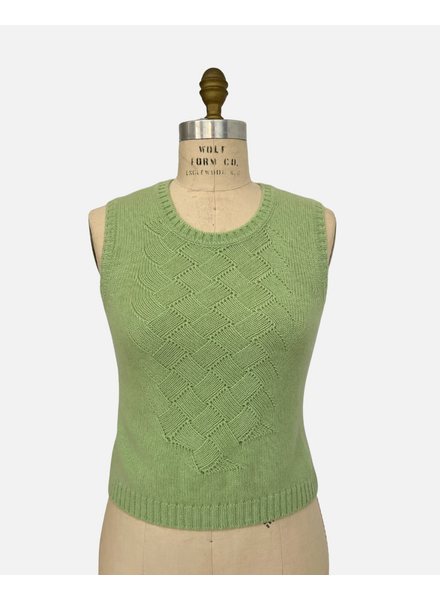 FRANCESCA BASKET WEAVE TANK TOP: APPLE
