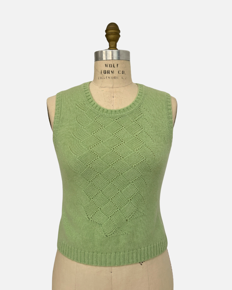 FRANCESCA BASKET WEAVE TANK TOP: APPLE