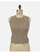 FRANCESCA BASKET WEAVE TANK TOP: BEIGE