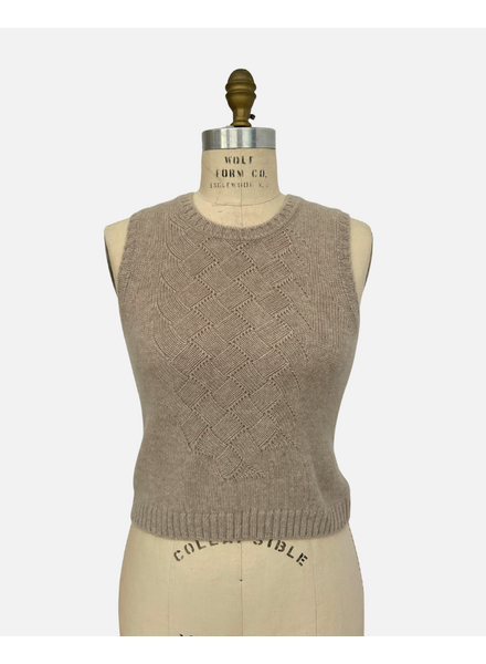 FRANCESCA BASKET WEAVE TANK TOP: BEIGE