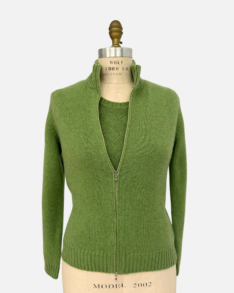 FRANCESCA BASKET WEAVE TWIN SET: KIWI