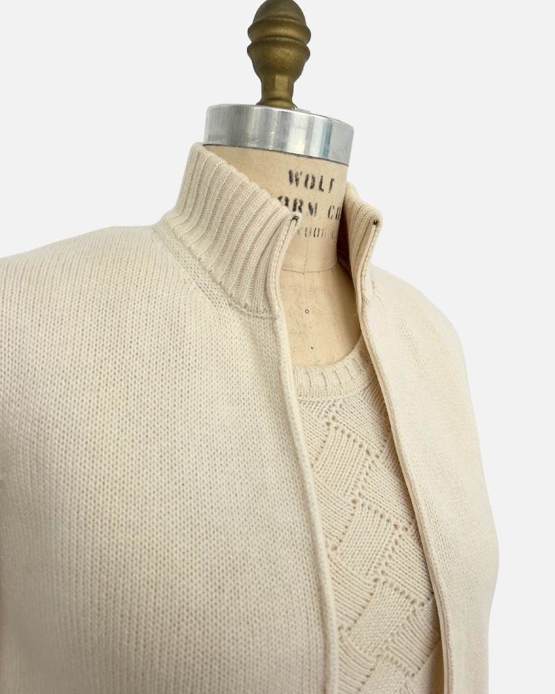 FRANCESCA BASKET WEAVE TWIN SET: IVORY