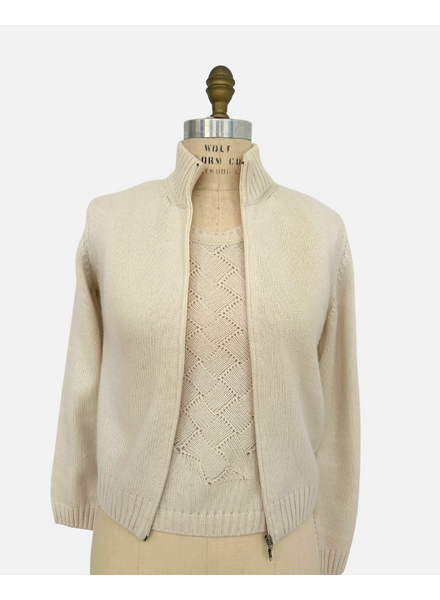 FRANCESCA BASKET WEAVE TWIN SET: IVORY