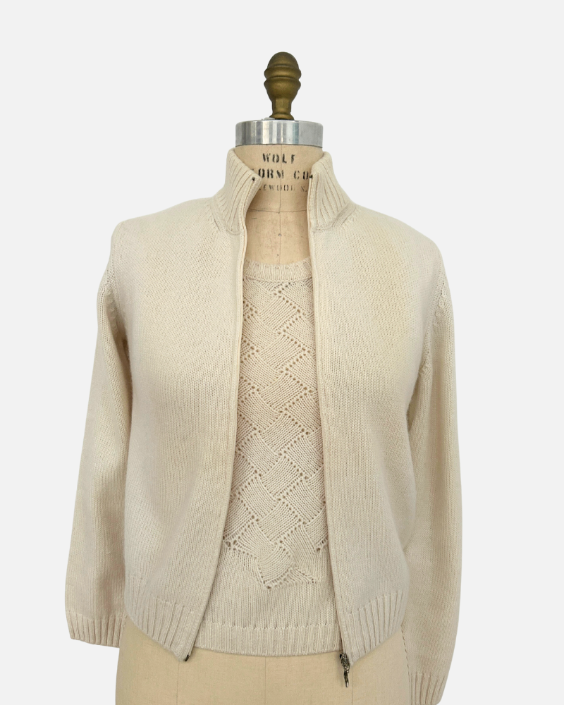 FRANCESCA BASKET WEAVE TWIN SET: IVORY