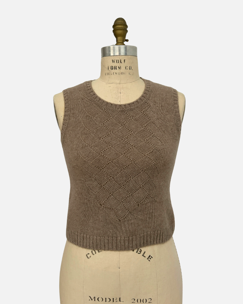 FRANCESCA BASKET WEAVE TWIN SET: TAUPE