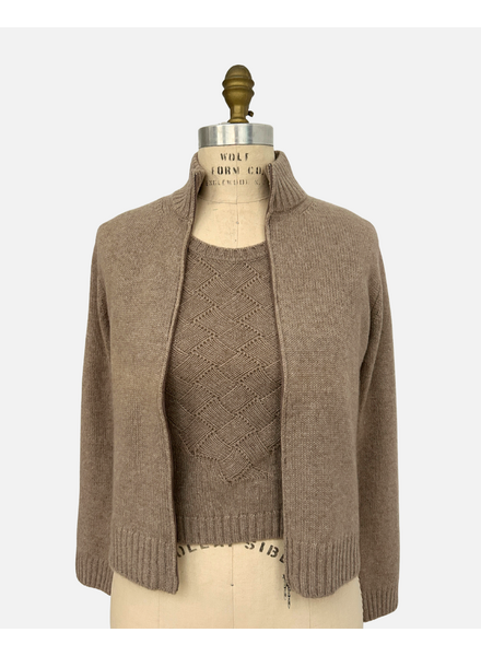 FRANCESCA BASKET WEAVE TWIN SET: TAUPE