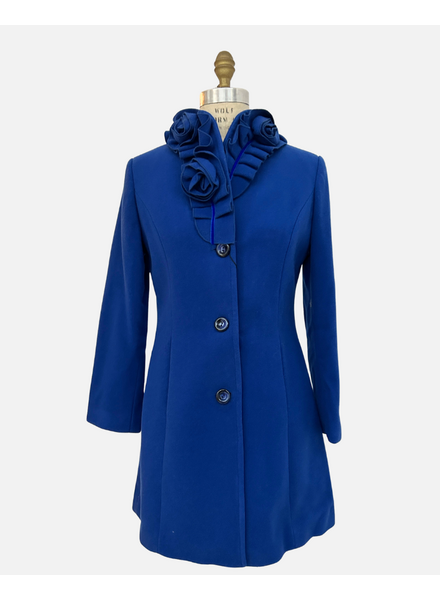 COCO, FLOWER COLLAR COAT, COBALT