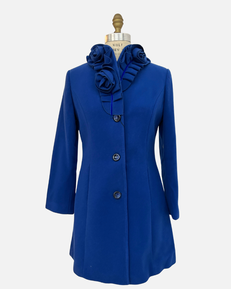 COCO, FLOWER COLLAR COAT, COBALT