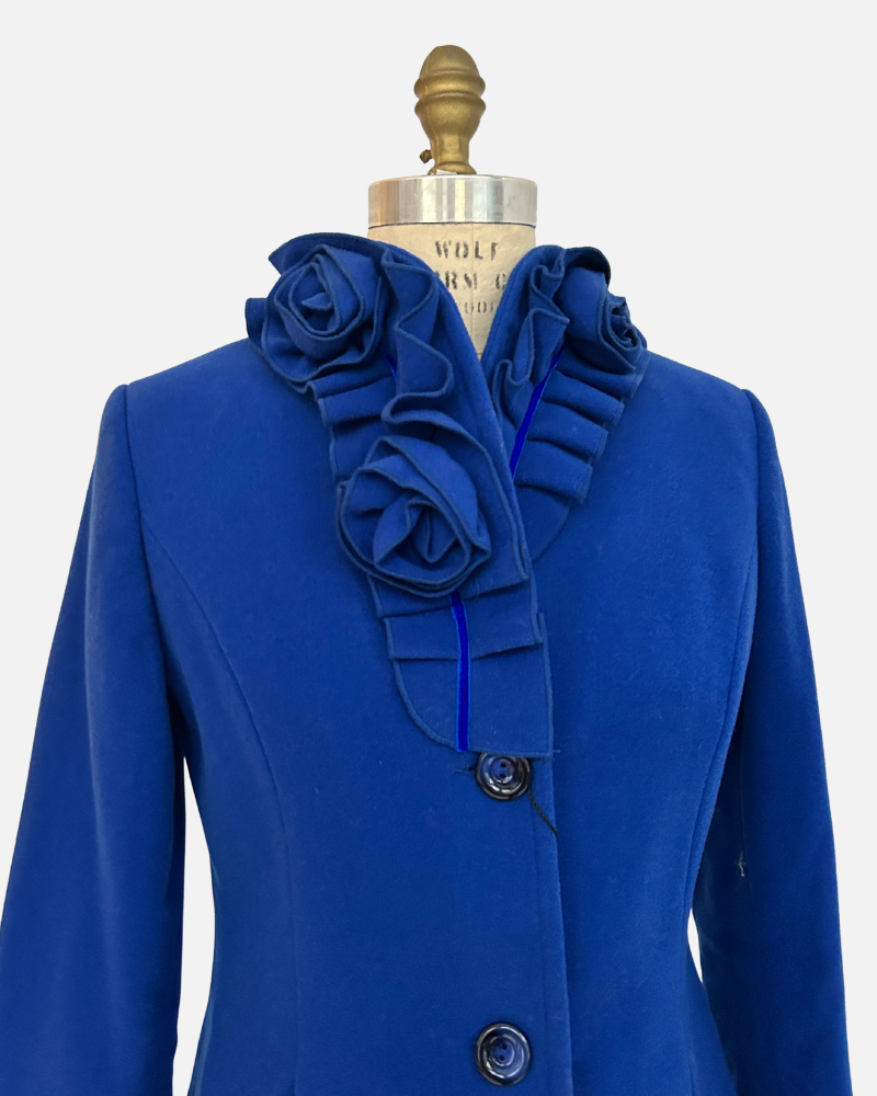 COCO, FLOWER COLLAR COAT, COBALT