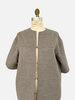 DOUBLE FACE PATCHWORK COAT: TAUPE-AZURE
