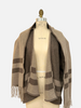 CASHMERE DOUBLE FACE  FRINGE REVERSIBLE SHAWL CAPE: CHOCOLATE: BEIGE