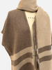 CASHMERE DOUBLE FACE  FRINGE REVERSIBLE SHAWL CAPE: CHOCOLATE: BEIGE