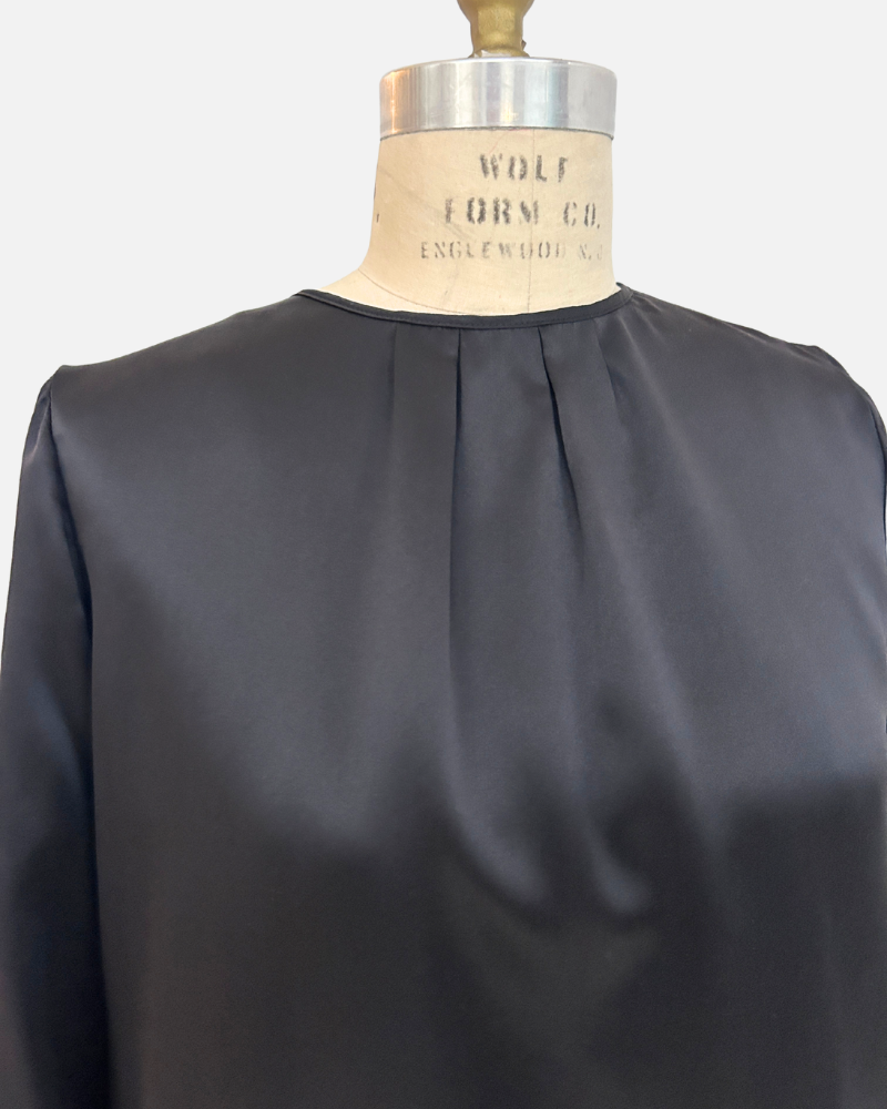 SILK LONG SLEEVE SHIRT: BLACK