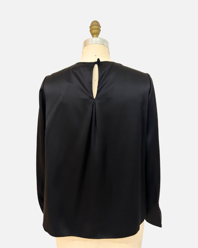 SILK LONG SLEEVE SHIRT: BLACK
