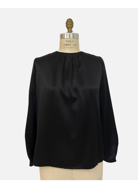 SILK LONG SLEEVE SHIRT: BLACK