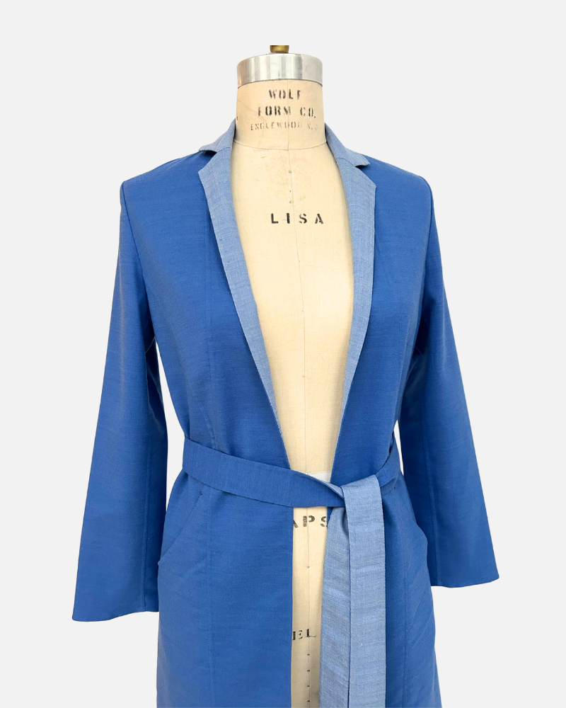 DOUBLE FACE WOOL LONG JACKET: INK