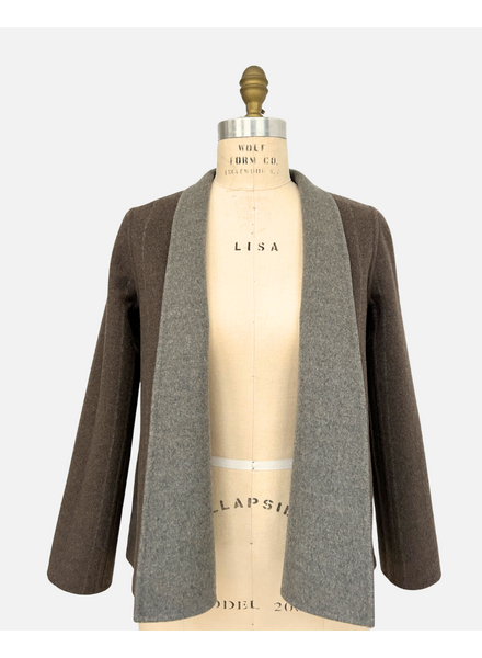 DBF REVERSIBLE JACKET, GRAY-BROWN SQUARE