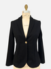 COTTON PIQUET 1 BUTTON BLAZER: BLACK