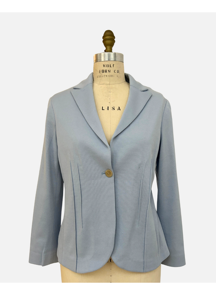 COTTON PIQUET 1 BUTTON BLAZER: LIGHT BLUE