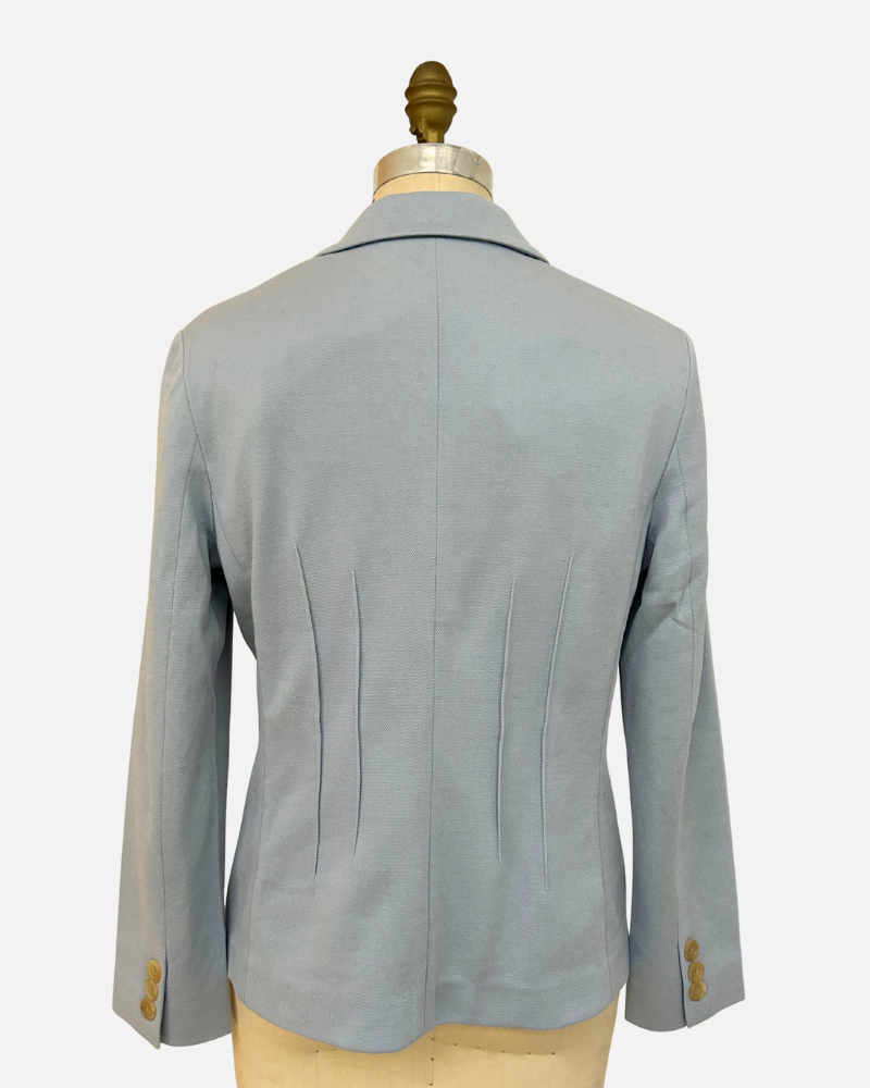 COTTON PIQUET 1 BUTTON BLAZER: LIGHT BLUE