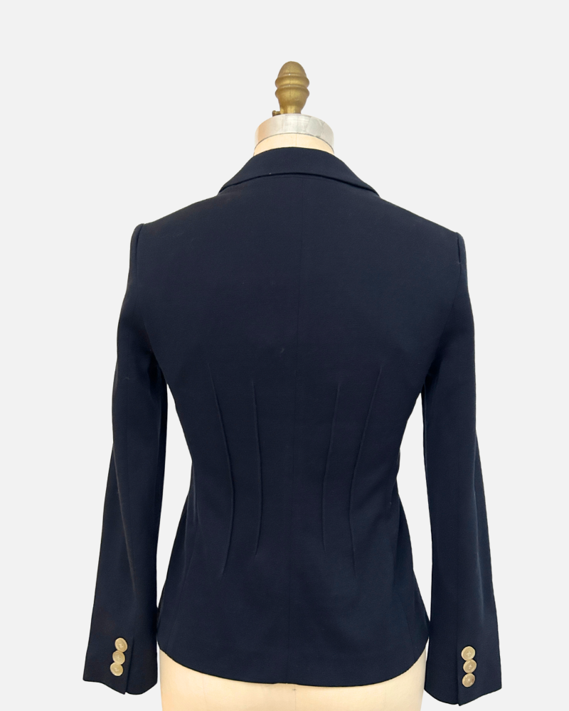 COTTON PIQUET 1 BUTTON BLAZER: NAVY