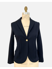 COTTON PIQUET 1 BUTTON BLAZER: NAVY