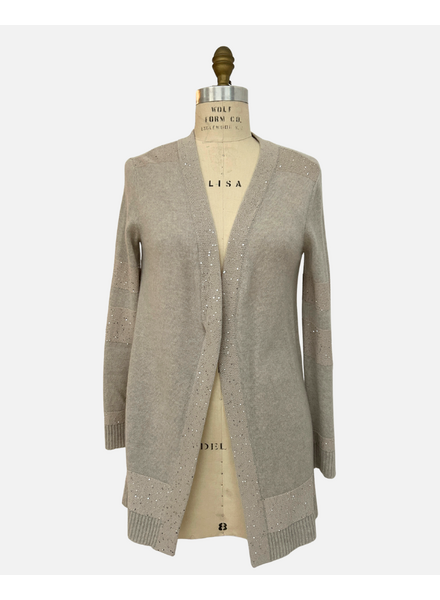 CASHMERE SWEATER W/ SEQUINS STRIPES, PEARL