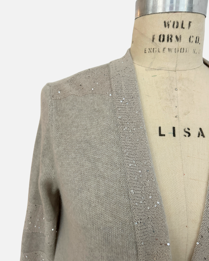 CASHMERE SWEATER W/ SEQUINS STRIPES, PEARL