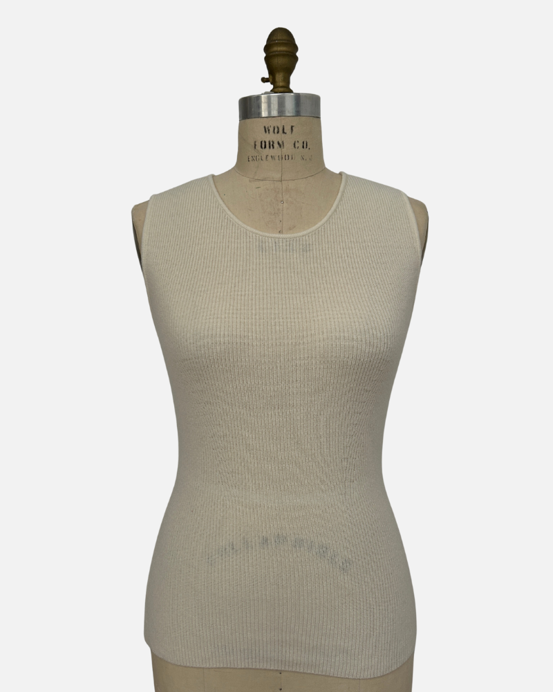 CASHMERE SHORT BUTTON FRONT CARDIGAN WITH TANK: IVORY