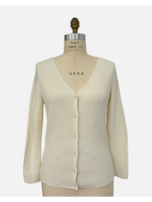CASHMERE SHORT BUTTON FRONT CARDIGAN WITH TANK: IVORY