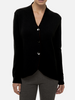 KNITTED SWEATER JACKET WITH DARK BROWN LEATHER: BLACK
