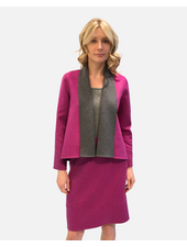 DF CASHMERE SHAWL COLLAR JKT: GRAY-FUCHSIA