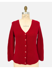 CASHMERE SHORT BUTTON FRONT CARDIGAN WITH TANK: RED