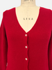 CASHMERE SHORT BUTTON FRONT CARDIGAN WITH TANK: RED