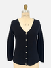 CASHMERE SHORT BUTTON FRONT CARDIGAN WITH TANK: MIDNIGHT