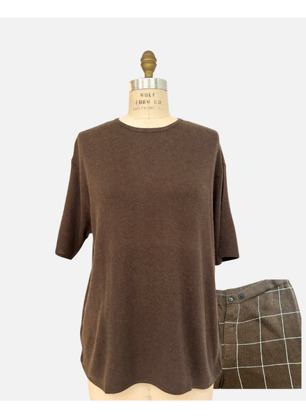 CO-CASHMERE BOXER SET:CHOCOLATE/BLUE - SHORTS: CHOCOLATE