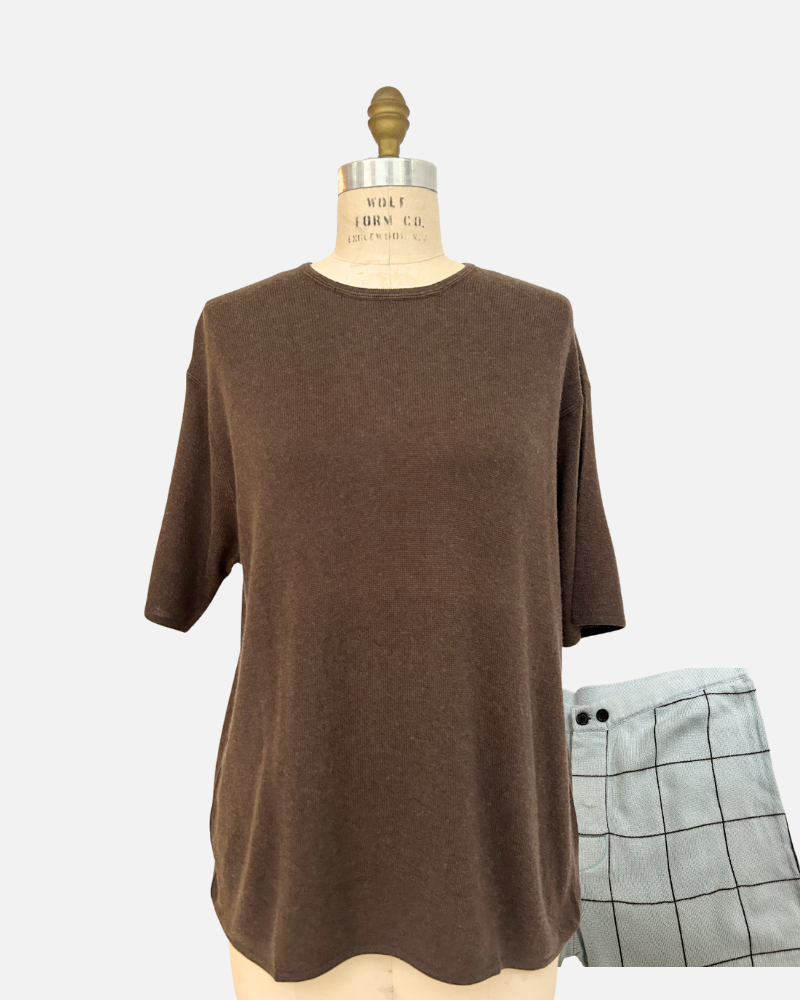 CO-CASHMERE BOXER SET:CHOCOLATE/BLUE - SHORTS: BLUE