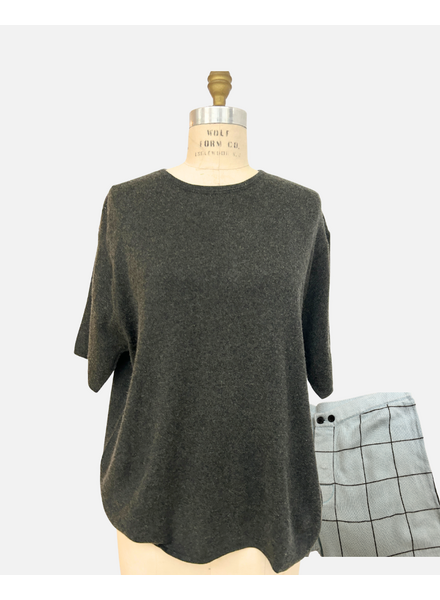 CO-CASHMERE BOXER SET: CHARCOAL/FRENCH BLUE - SHORTS: BLUE