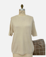 CO-CASHMERE BOXER SET: BEIGE/IVORY